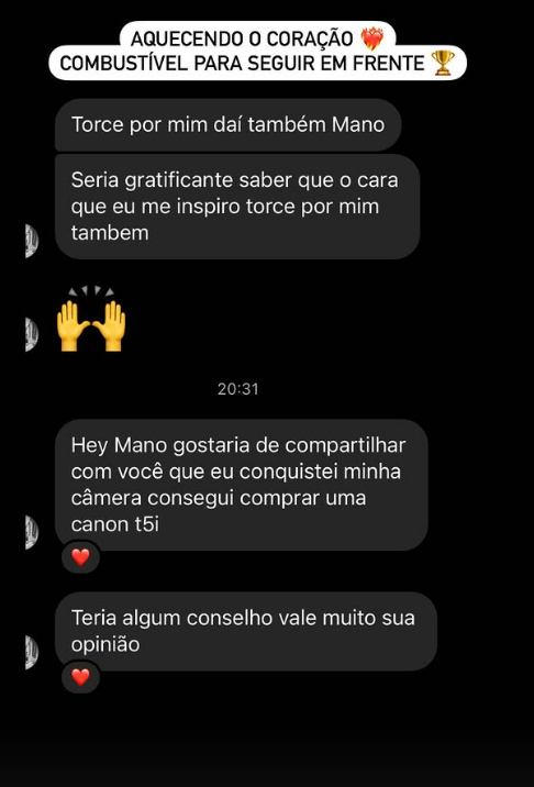 Seguidor compartilhando conquista